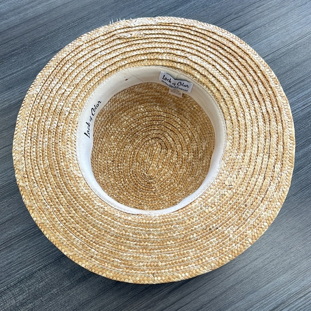 Lack of Color Stylish Straw Sun Hat with Black Band and bow. 57 CM size. - Picture 3 of 5